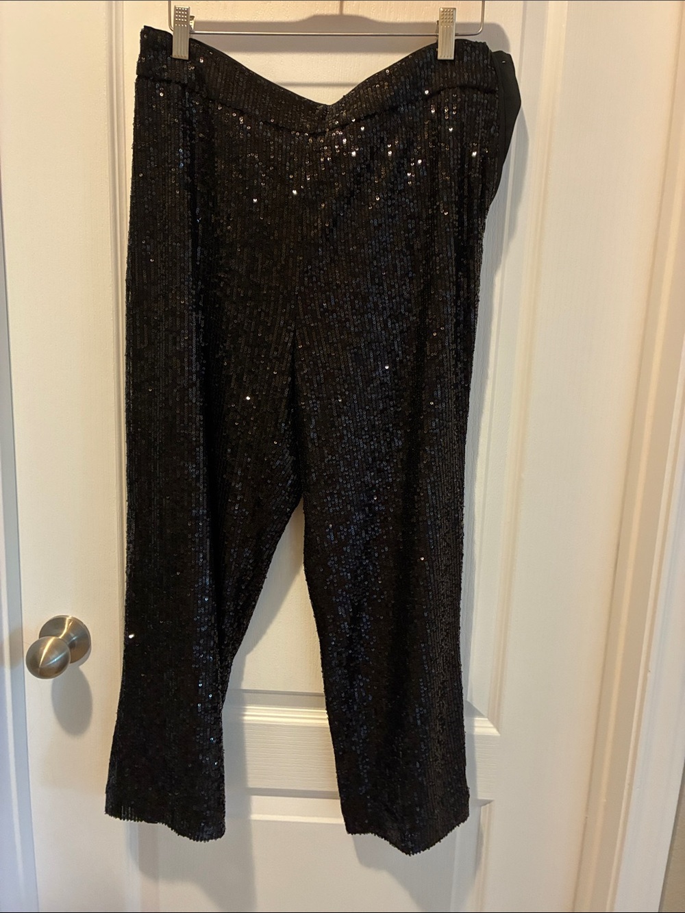 LOFT Black Sequin Cropped Pants